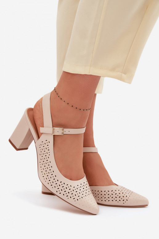 Ažūra basenes ar papēdi Sergio Leone SK447 Ziloņkaula krāsas