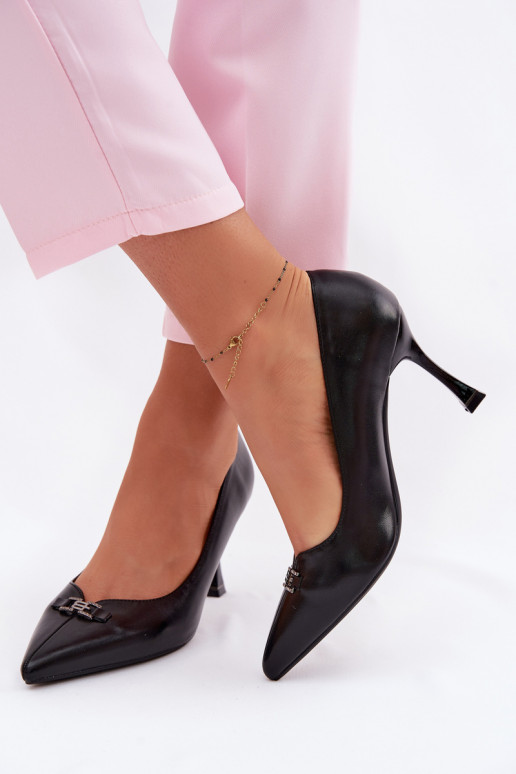 augstpapēžu kurpes Ar greznu Detalem Vinceza 62291 melnas krāsas