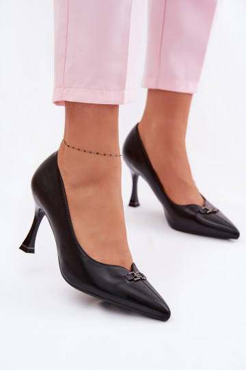 augstpapēžu kurpes Ar greznu Detalem Vinceza 62291 melnas krāsas 2