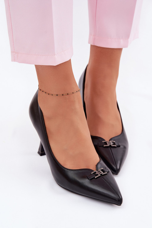 augstpapēžu kurpes Ar greznu Detalem Vinceza 62291 melnas krāsas