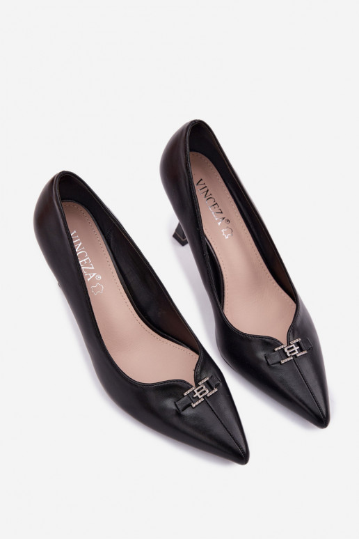 augstpapēžu kurpes Ar greznu Detalem Vinceza 62291 melnas krāsas