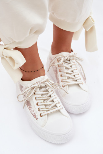 sieviešu puszābaki ar mežģīnēm ar platformu Lee Cooper LCIN-26-44-4480 baltas krāsas