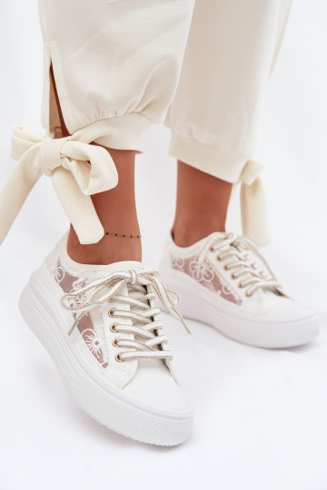 sieviešu puszābaki ar mežģīnēm ar platformu Lee Cooper LCIN-26-44-4480 baltas krāsas 2