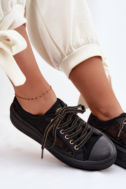 sieviešu puszābaki ar mežģīnēm ar platformu Lee Cooper LCIN-26-44-4479 melnas krāsas