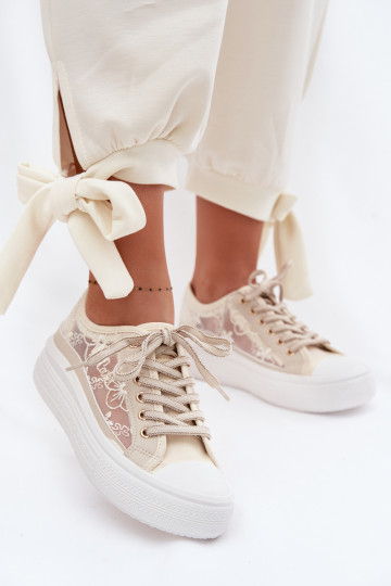 sieviešu puszābaki ar mežģīnēm ar platformu Lee Cooper LCIN-26-44-4481 smilšu krāsas 2