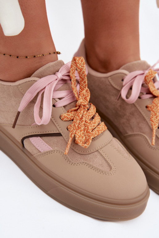 Sneakers modeļa apavi SieviešuPodInójnymi SznuróInkami brūnas krāsas Relisa