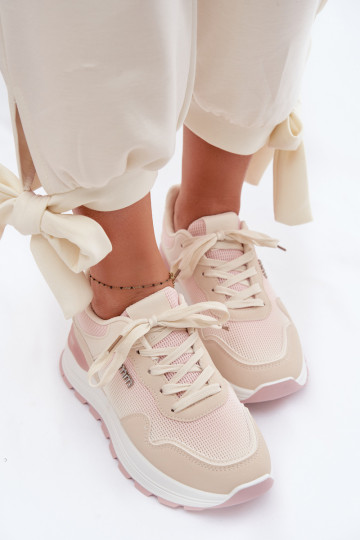 Sneakers modeļa apavi Sieviešu ar platformu smilšu krāsas Lelmira 2