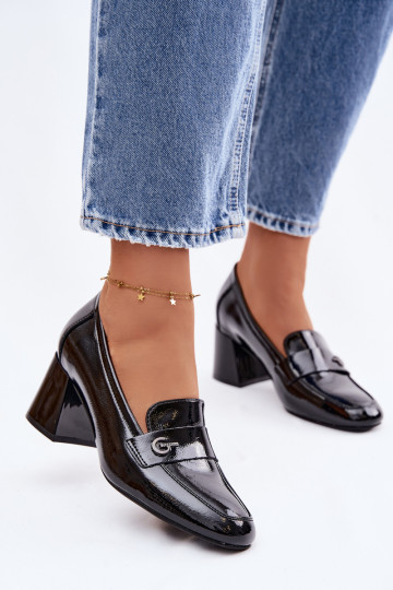 Stilīgi apavi Sieviešu ar papēdi Vinceza 18119 melnas krāsas 2