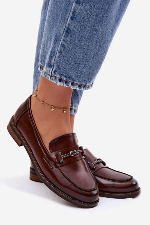 sieviešu mokasīni Āda Vinceza 18132 brūnas krāsas