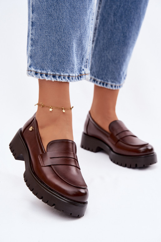 Āda sieviešu mokasīni Vinceza 18125 brūnas krāsas