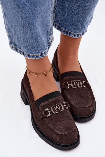 apavi sieviešu mokasīniIeslēgtsturalnego zamšādasu Uz Zema Papēža Vinceza 18127 CzekoladoIne