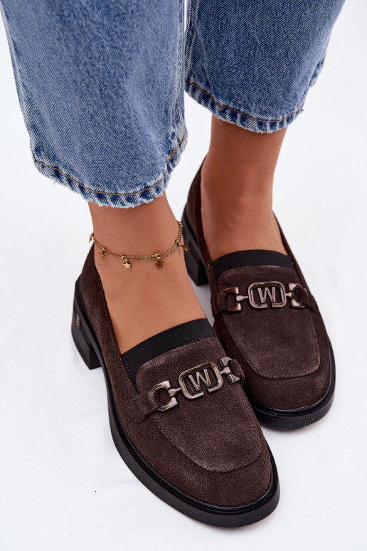 apavi sieviešu mokasīniIeslēgtsturalnego zamšādasu Uz Zema Papēža Vinceza 18127 CzekoladoIne