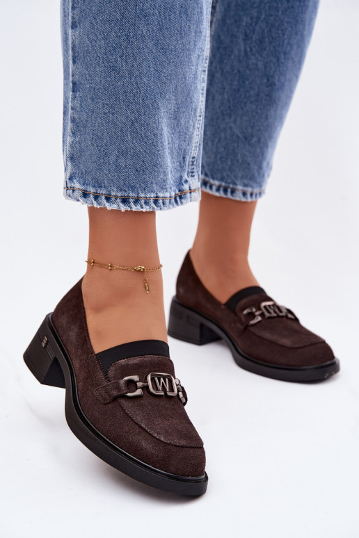 apavi sieviešu mokasīniIeslēgtsturalnego zamšādasu Uz Zema Papēža Vinceza 18127 CzekoladoIne