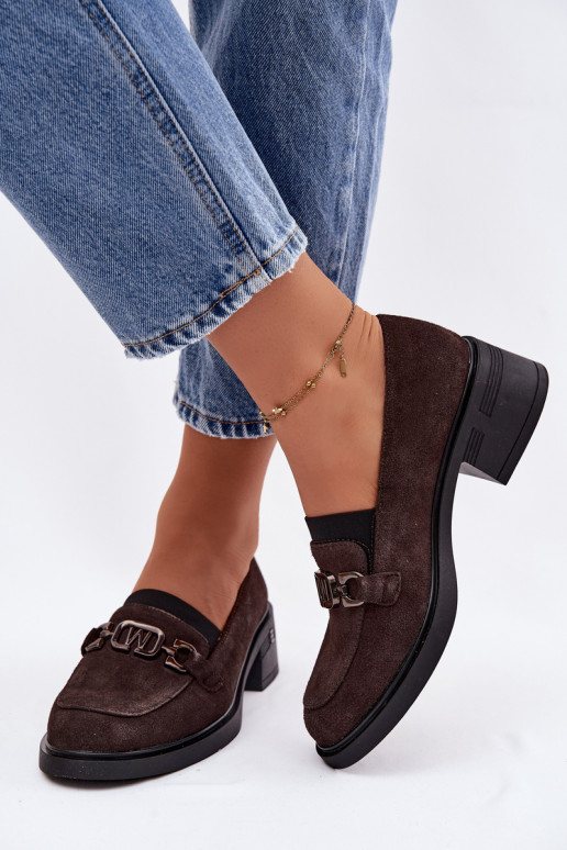 apavi sieviešu mokasīniIeslēgtsturalnego zamšādasu Uz Zema Papēža Vinceza 18127 CzekoladoIne