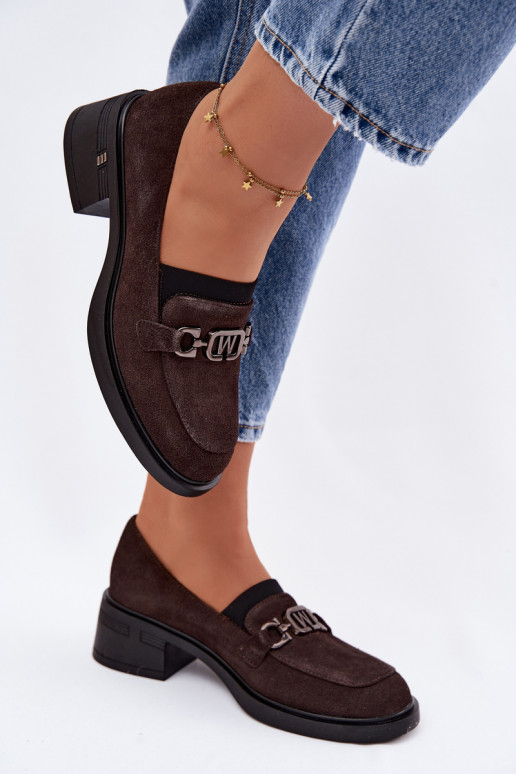 apavi sieviešu mokasīniIeslēgtsturalnego zamšādasu Uz Zema Papēža Vinceza 18127 CzekoladoIne