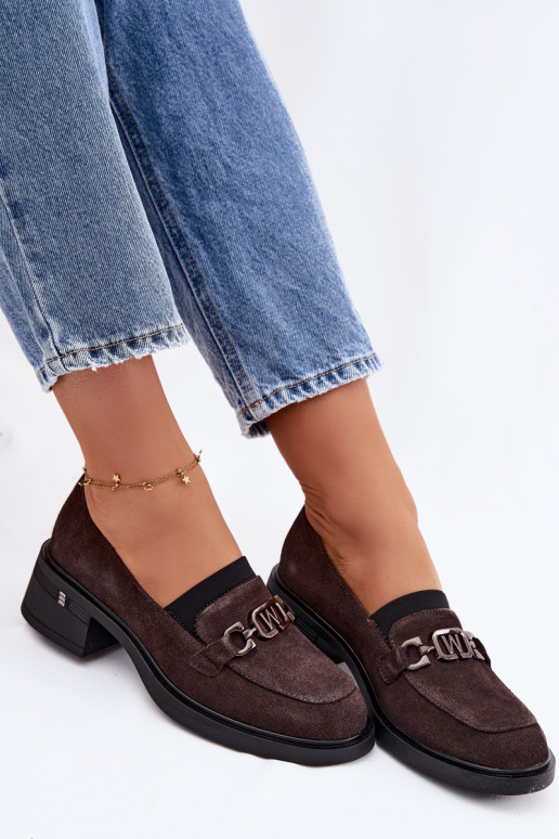 apavi sieviešu mokasīniIeslēgtsturalnego zamšādasu Uz Zema Papēža Vinceza 18127 CzekoladoIne