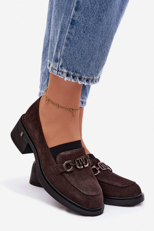 apavi sieviešu mokasīniIeslēgtsturalnego zamšādasu Uz Zema Papēža Vinceza 18127 CzekoladoIne