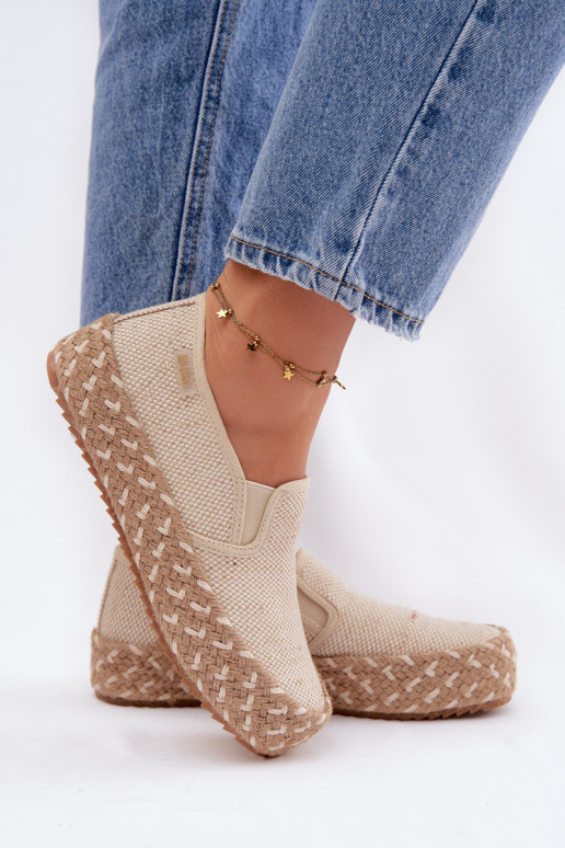Espadrilles ar platformu Ar bizi Lee Cooper LCIN-26-31-4332 smilšu krāsas