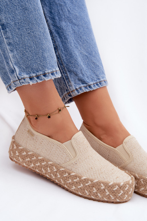 Espadrilles ar platformu Ar bizi Lee Cooper LCIN-26-31-4332 smilšu krāsas