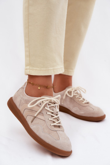 Āda zamšādas Sneakers modeļa apavi Sieviešu zemais smilšu krāsas Perinae