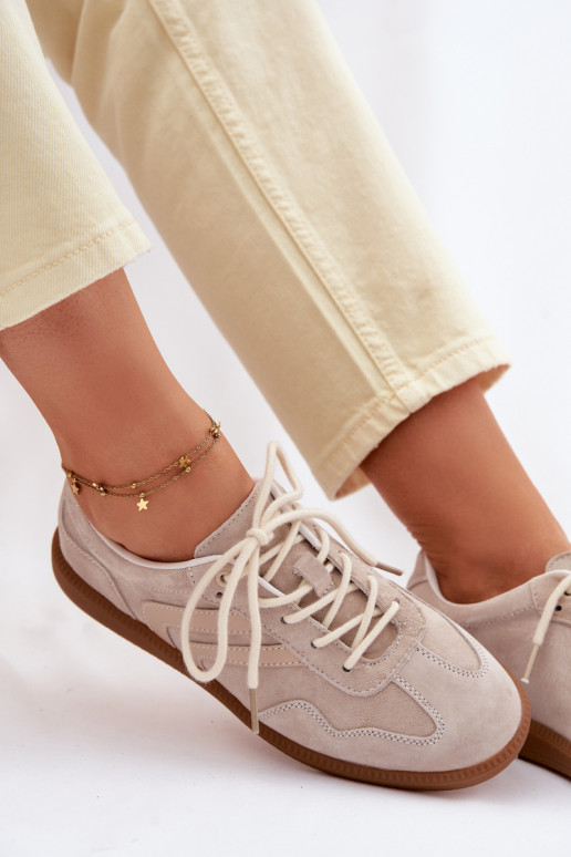 Āda zamšādas Sneakers modeļa apavi Sieviešu zemais smilšu krāsas Perinae