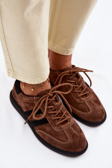 Āda zamšādas Sneakers modeļa apavi Sieviešu brūnas krāsas Ismina