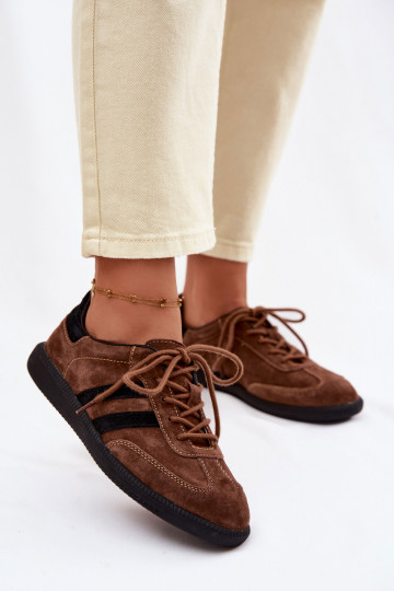 Āda zamšādas Sneakers modeļa apavi Sieviešu brūnas krāsas Ismina 2
