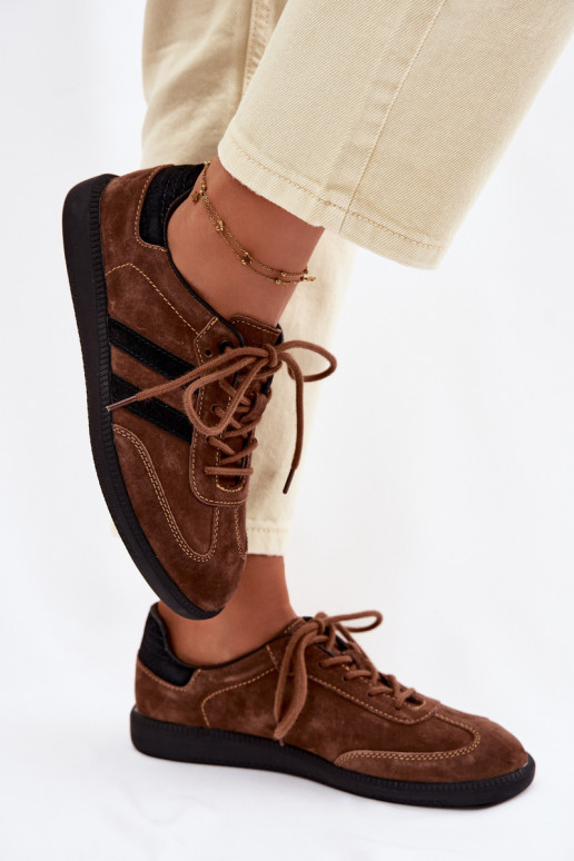 Āda zamšādas Sneakers modeļa apavi Sieviešu brūnas krāsas Ismina