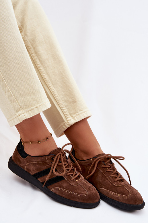 Āda zamšādas Sneakers modeļa apavi Sieviešu brūnas krāsas Ismina