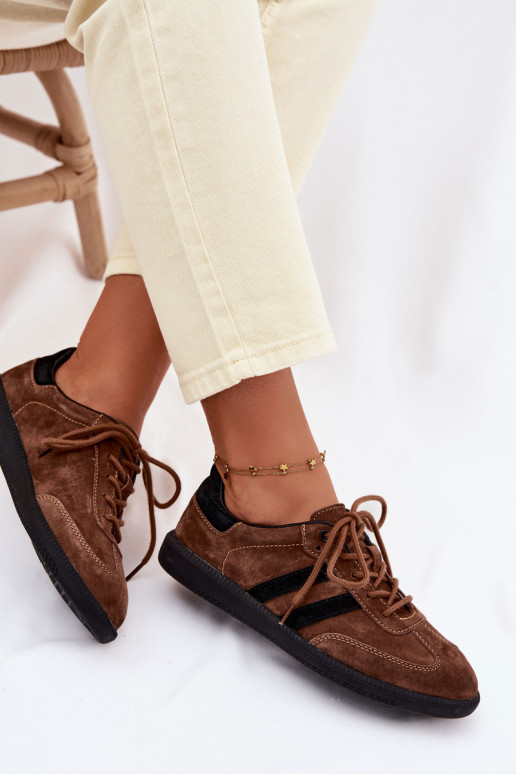 Āda zamšādas Sneakers modeļa apavi Sieviešu brūnas krāsas Ismina