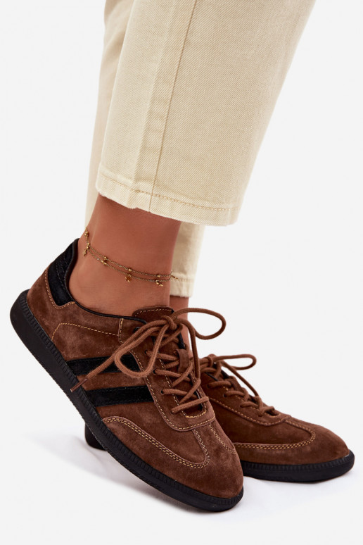 Āda zamšādas Sneakers modeļa apavi Sieviešu brūnas krāsas Ismina