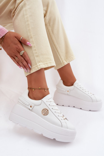 Āda Sneakers modeļa apavi Sieviešu ar platformu D&A LR61-7095 baltas krāsas