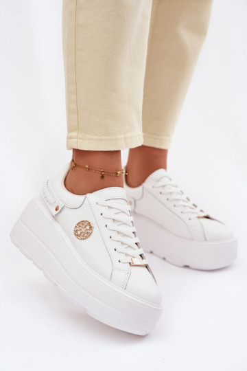 Āda Sneakers modeļa apavi Sieviešu ar platformu D&A LR61-7095 baltas krāsas 2