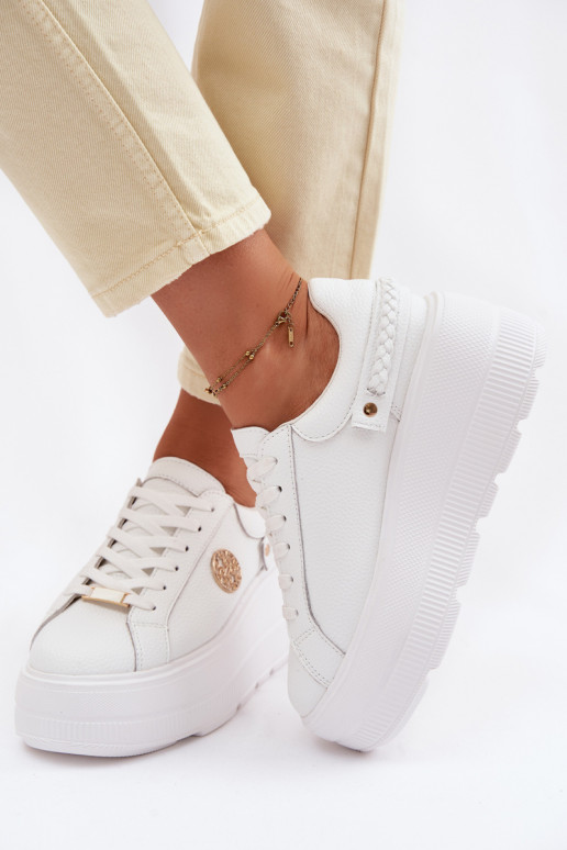 Āda Sneakers modeļa apavi Sieviešu ar platformu D&A LR61-7095 baltas krāsas