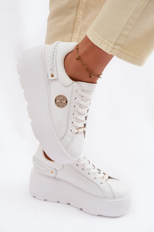 Āda Sneakers modeļa apavi Sieviešu ar platformu D&A LR61-7095 baltas krāsas