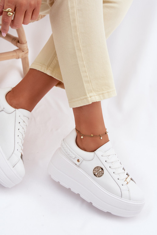 Āda Sneakers modeļa apavi Sieviešu ar platformu D&A LR61-7095 baltas krāsas