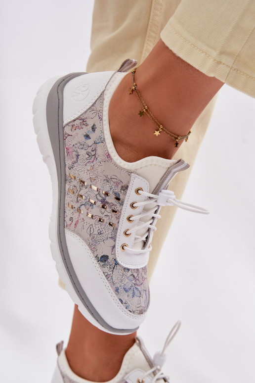 Rakstaina Āda apavi Sieviešu D&A GR61-5990 baltas krāsas