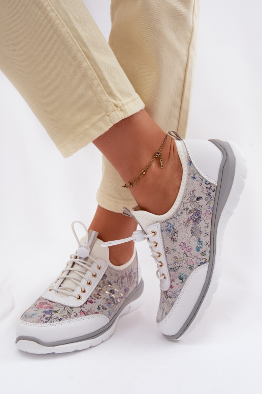 Rakstaina Āda apavi Sieviešu D&A GR61-5990 baltas krāsas