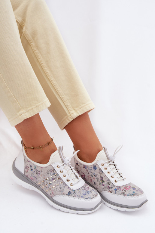 Rakstaina Āda apavi Sieviešu D&A GR61-5990 baltas krāsas