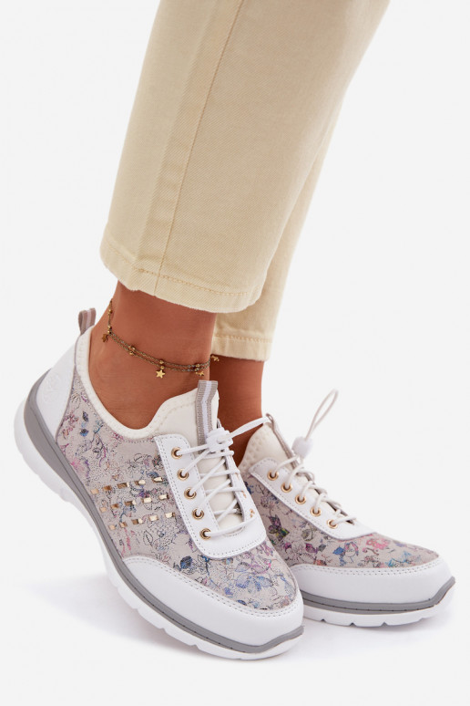 Rakstaina Āda apavi Sieviešu D&A GR61-5990 baltas krāsas