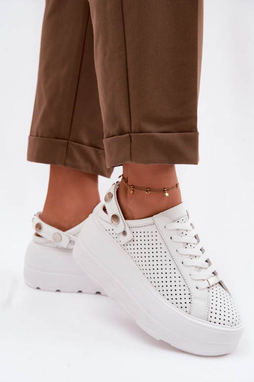 Āda Ažūrs Sneakers modeļa apavi Sieviešu ar platformu ar siksniņām Ieslēgts Pięcie D&A LR61-7088 baltas krāsas