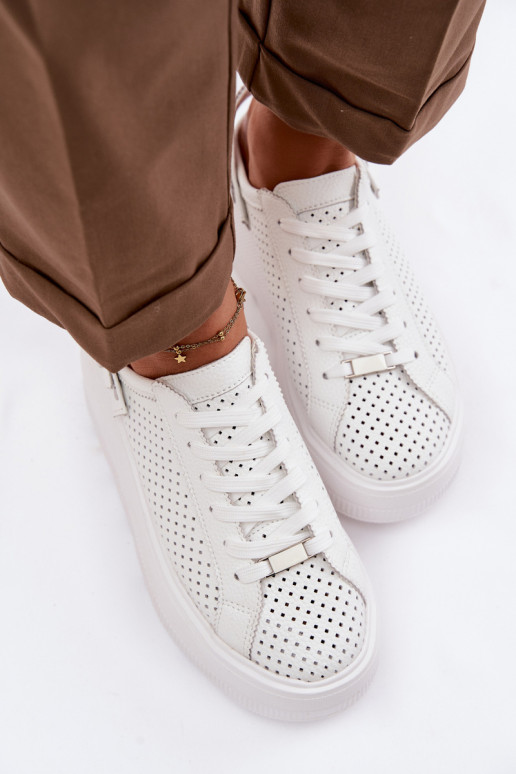 Āda Ažūrs Sneakers modeļa apavi Sieviešu ar platformu ar siksniņām Ieslēgts Pięcie D&A LR61-7088 baltas krāsas