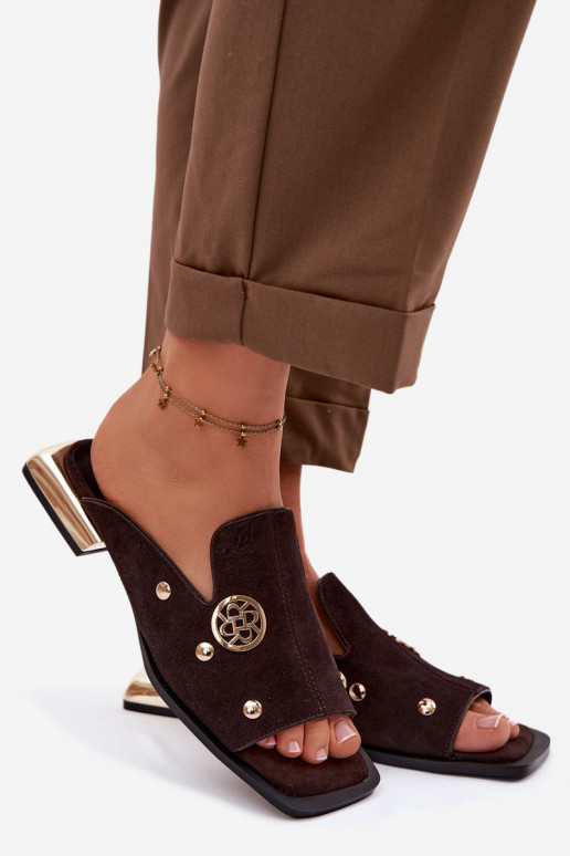 zamšādas čības Ze Zelta krāsasmi Ozdobami D&A CR61-3061 CzekoladoIne