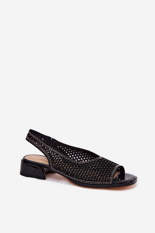 Dekorētas Ažūra basenes Sieviešu zamšādas Klockā D&A CR61-3131 melnas krāsas