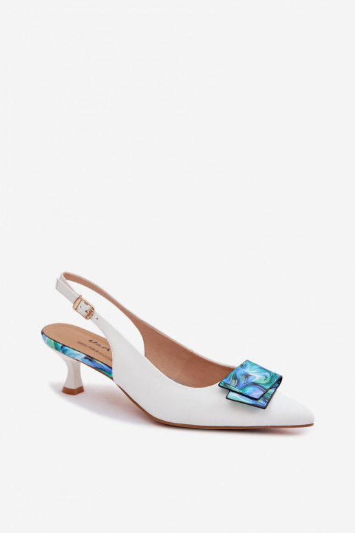 Āda Kurpes Sieviešu ar papēdi ar ornamentiem D&A LZ61-2006 baltas krāsas