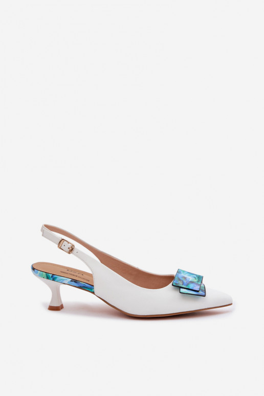 Āda Kurpes Sieviešu ar papēdi ar ornamentiem D&A LZ61-2006 baltas krāsas