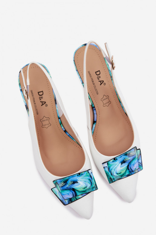 Āda Kurpes Sieviešu ar papēdi ar ornamentiem D&A LZ61-2006 baltas krāsas