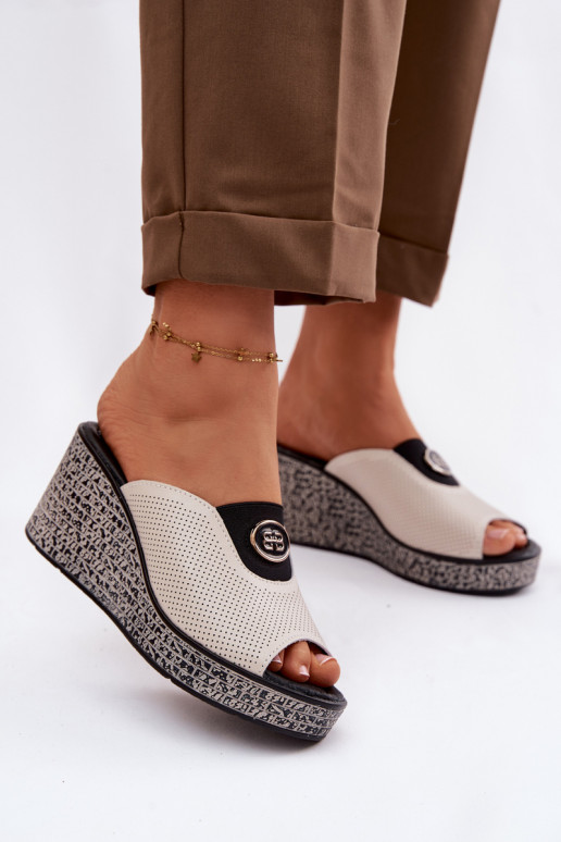 Čibas no dabīgas ādas ar platformu ar ornamentiem S.Barski LR61-7011 smilšu krāsas