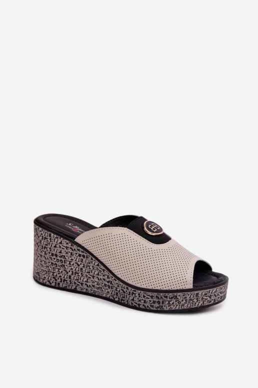 Čibas no dabīgas ādas ar platformu ar ornamentiem S.Barski LR61-7011 smilšu krāsas