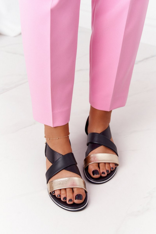 Sandales ar sprādzēm Zelta krāsas-melnas krāsas Apulia